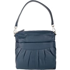 Soft Leather Ruched Detail Detachable Strap Cross Body Shoulder Bag Blue | Petrol