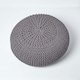 image 3 of Homescapes Dark Grey Large Round Cotton Knitted Pouffe Footstool | Grey | 70 x 23 cm
