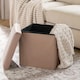 image 2 of OHS Matte Velvet Soft Foldable Cube Footstool Seat Storage Organiser Ottoman Cream | Natural