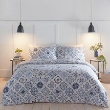 Portfolio Home Porto Geometric Bohemian Soft Bedding Duvet Cover Set With Pillowcase | Blue | King