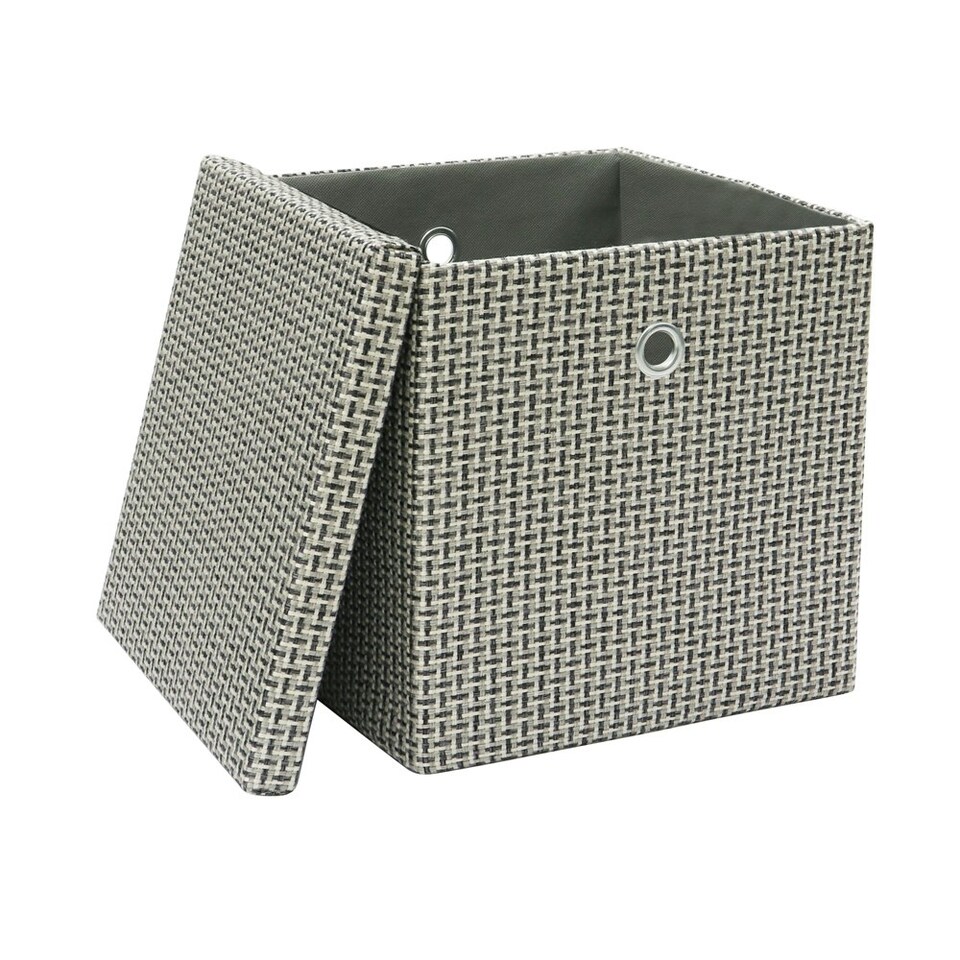 image 1 of JVL Silva Foldable Fabric Storage Box with Lid, Grey Grey
