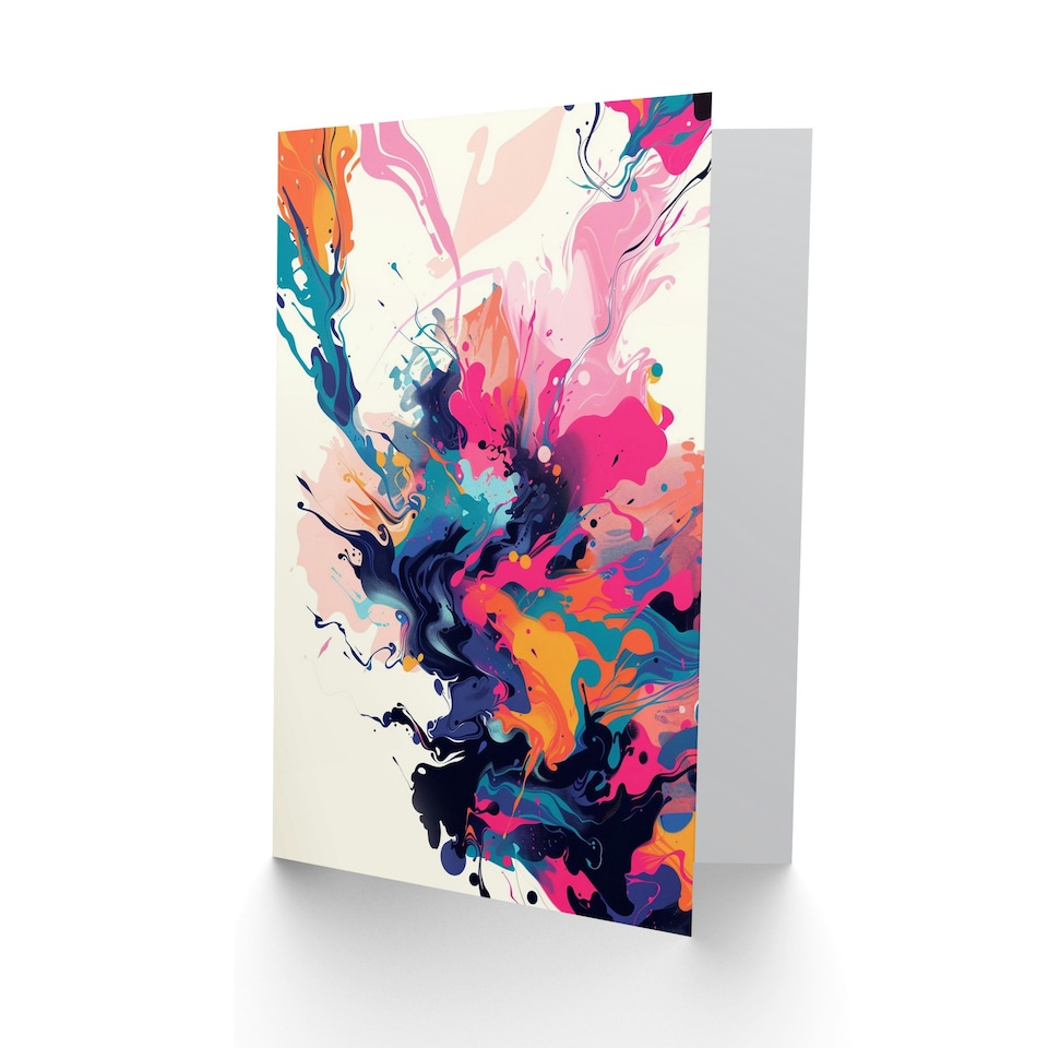 image 1 of Liquid Paint Pour Colourful Abstract Woman Her Birthday Card