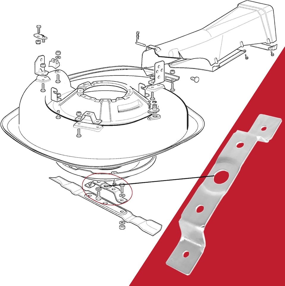 image 1 of SPARES2GO Blade Support Bracket Holder for Castel Garden EL63 EL63M ELV63 XE70 XE75VD XE80VD Ride on Lawnmower