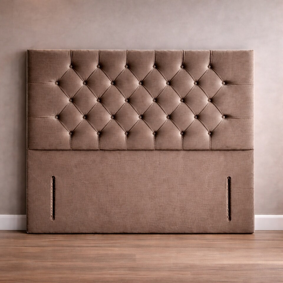 image 1 of Floorstanding Headboard Mink Plush Chesterfield 6FT Superking  54inch High