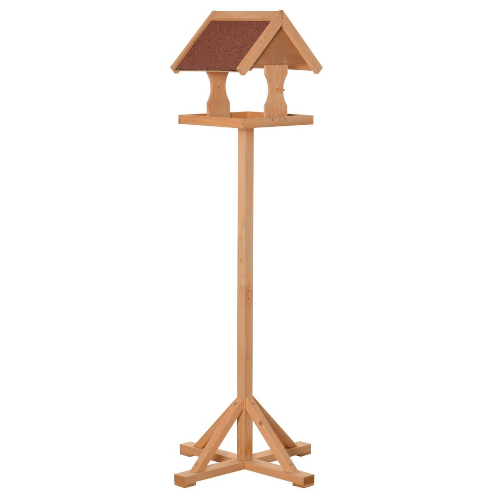 image 1 of PawHut Wooden Bird Feeder w/ Cross-shaped Support Feet Weather Resistant Roof