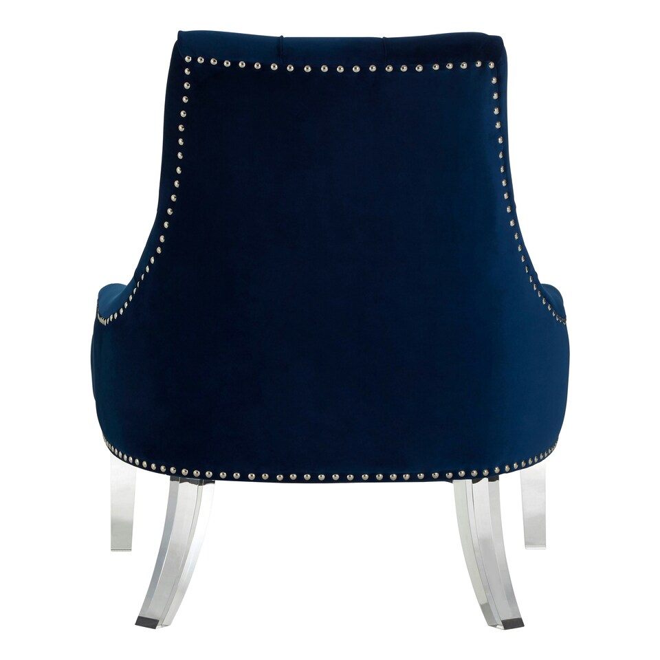 image 1 of Interiors by Premier Button Tufted Blue Velvet Accent Chair, Contemporary Chair With Acrylic Legs, Blue Chair For Living Room Blue