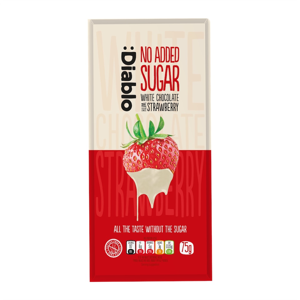 image 1 of Diablo No Added Sugar White Chocolate with Strawberry 75g