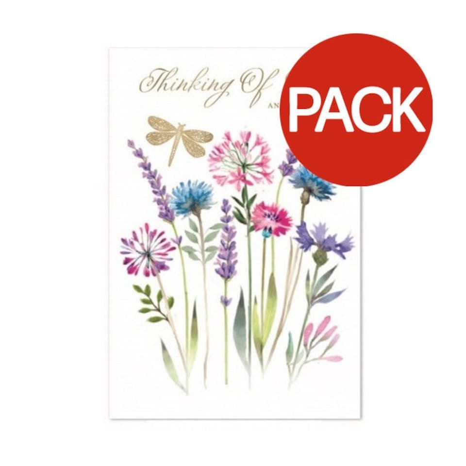 Simon Elvin Thinking Of You Sympathy Greetings Card (Pack of 6) - White/Multicoloured - One Size