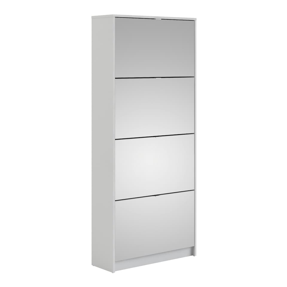 image 1 of Shoes Shoe Cabinet 4 Flip Down Mirror Doors and 2 layers in White