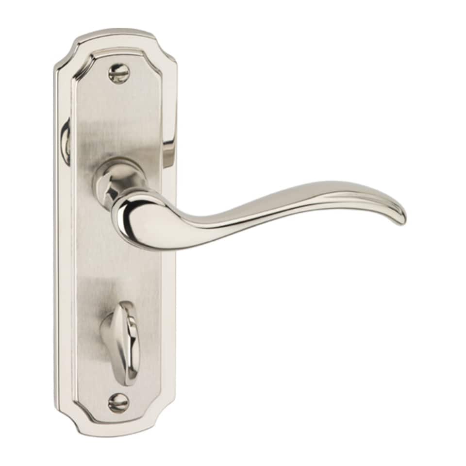 image 1 of Constance Metal Lever Latch Door Handles Set Rose Internal, External | Silver | 4x Satin Nickel Bathroom
