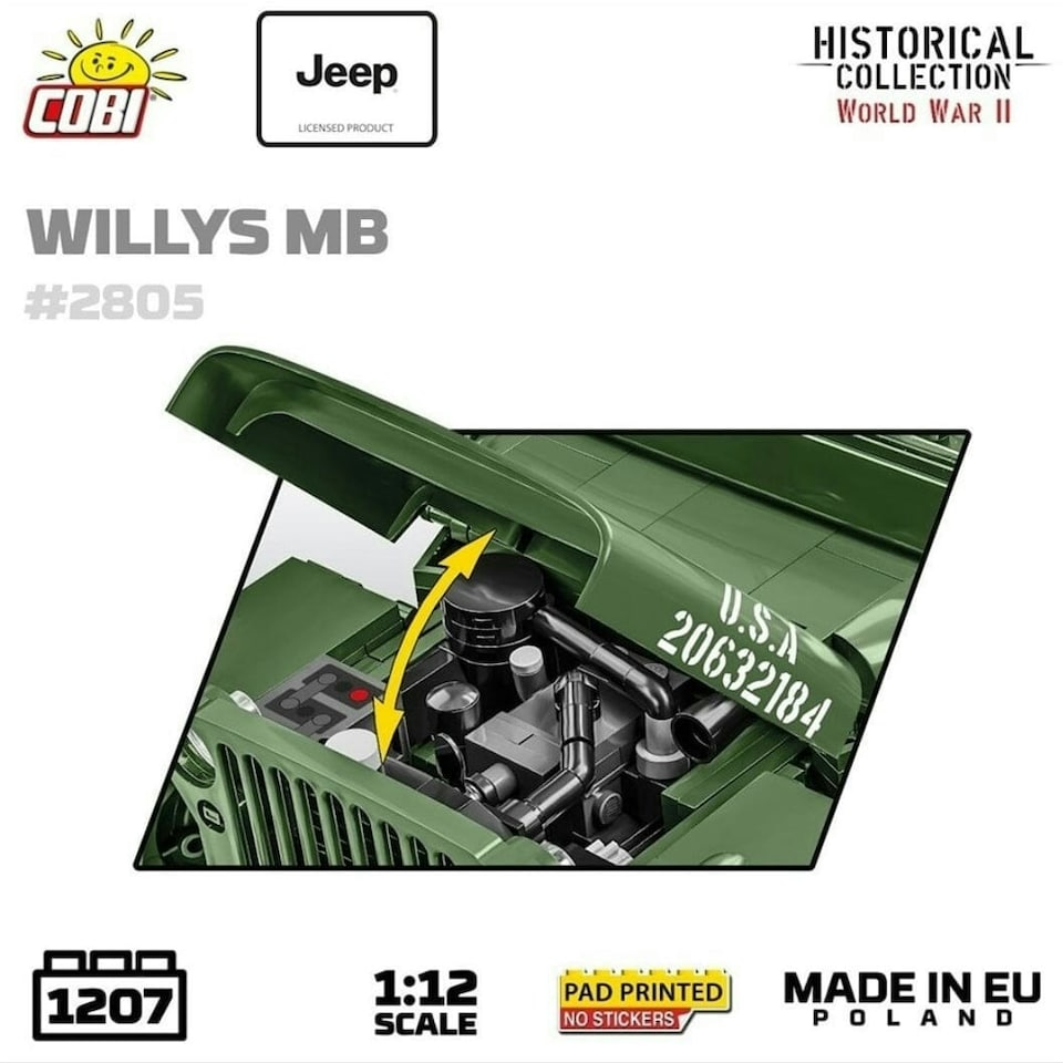 image 1 of Willys MB brick model Jeep - COBI 2805 -  1207 brick Jeep model