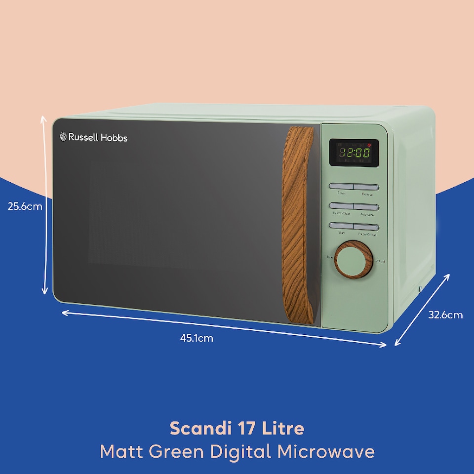 image 1 of Russell Hobbs RHMD714MG-MN Digital Microwave 17L 700W Scandi Matt Green