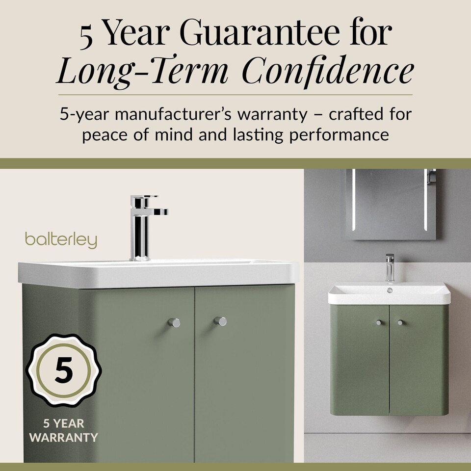 image 1 of Balterley Curve Modern Bathroom Wall Hung 2 Door Vanity Unit Basin | Green | Satin Green