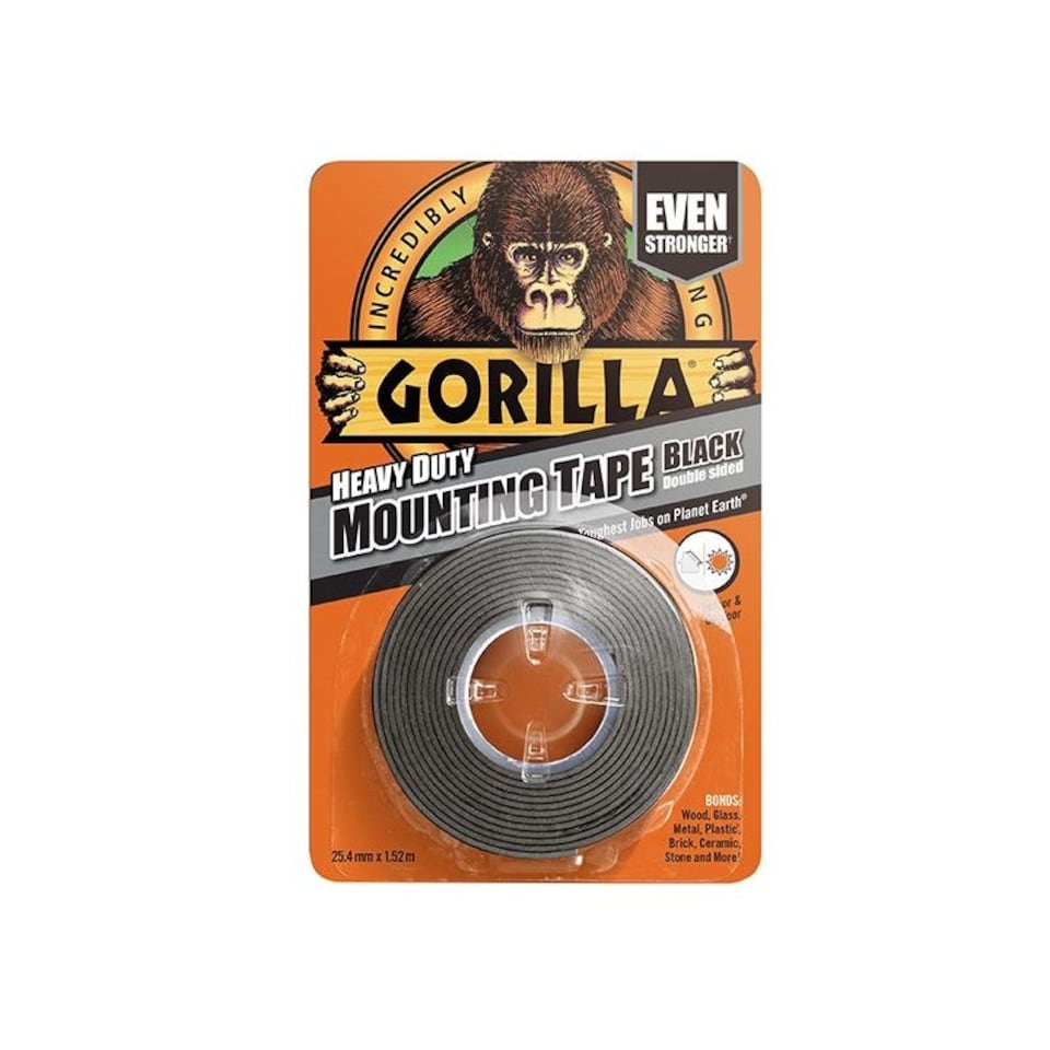 image 1 of Gorilla Glue Heavy-duty Mounting Tape - Multi Colour - Black, 25.4mm x 1.52m