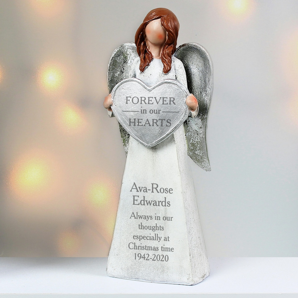 image 1 of Personalised Forever In Our Hearts Memorial Angel Ornament