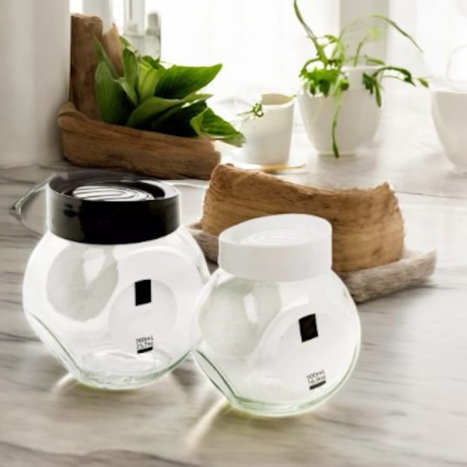 image 1 of 2 pcs 500ml and 700ml Airtight Clear Glass Storage Jars with Lid