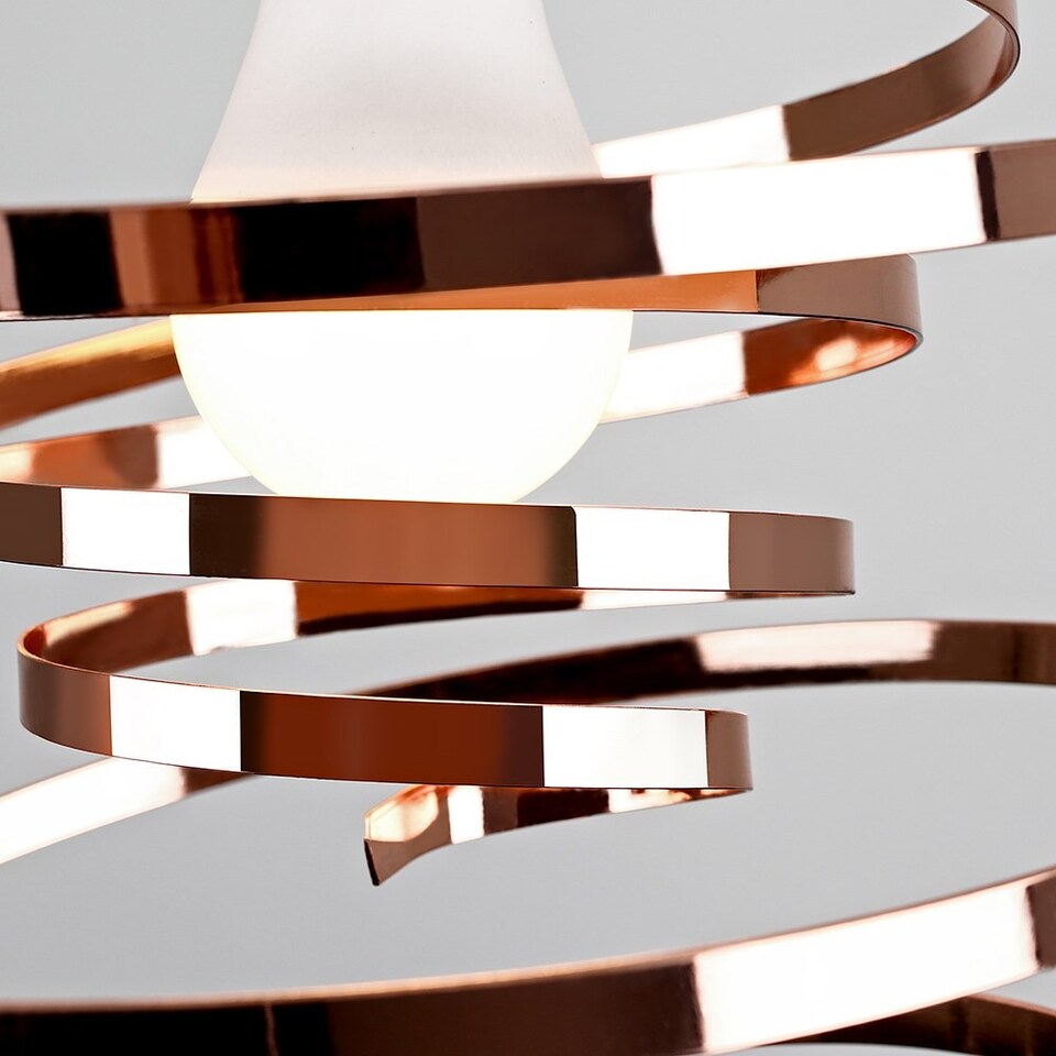 image 1 of ValueLights Contemporary Copper Metal Double Ribbon Spiral Swirl Ceiling Light Pendant
