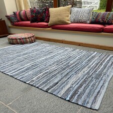 DENIM Rug WashableFlat Weave Design - Cotton - L90 x W150 - Blue Multi