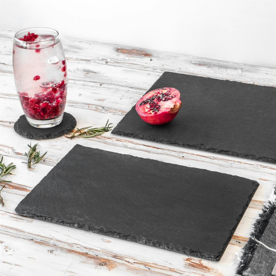 image 1 of Argon Tableware Slate Placemats & Coasters Set - 40cm x 30cm - Grey Grey