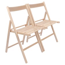 Harbour Housewares Beech Wood Folding Chairs - Natural - Pack of 2 | Brown | Natural