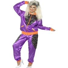 Retro Shell Suit Costume - Ladies - Purple - with Jacket & Trousers - 43080L L
