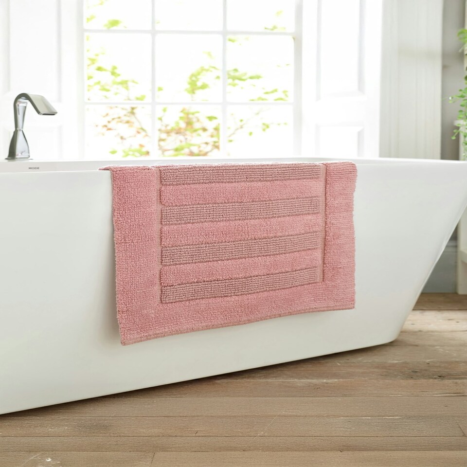 image 1 of Bliss Pima 100% Cotton Bath Mat 50x80cm – Ultra-Soft 1600GSM Luxury Bathroom Rug Pink | Blush | 50 x 80cm