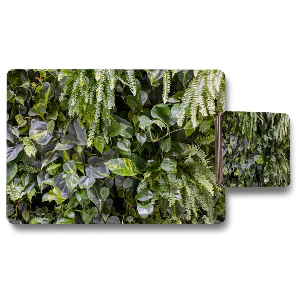 image 1 of Trend biophilic design. Wall from plants, vertical garden,urban jungle, modern interior decoration (Placemat & Coaster Set)