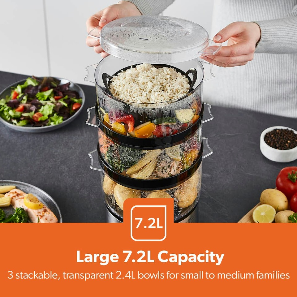 image 1 of GEEPAS 3-Tier Food Steamer, 7.2L