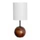 image 4 of ValueLights Brandon White Tall Linen Lamp Shade Dark Walnut Wood Ball Table Lamp with Bulb Brown