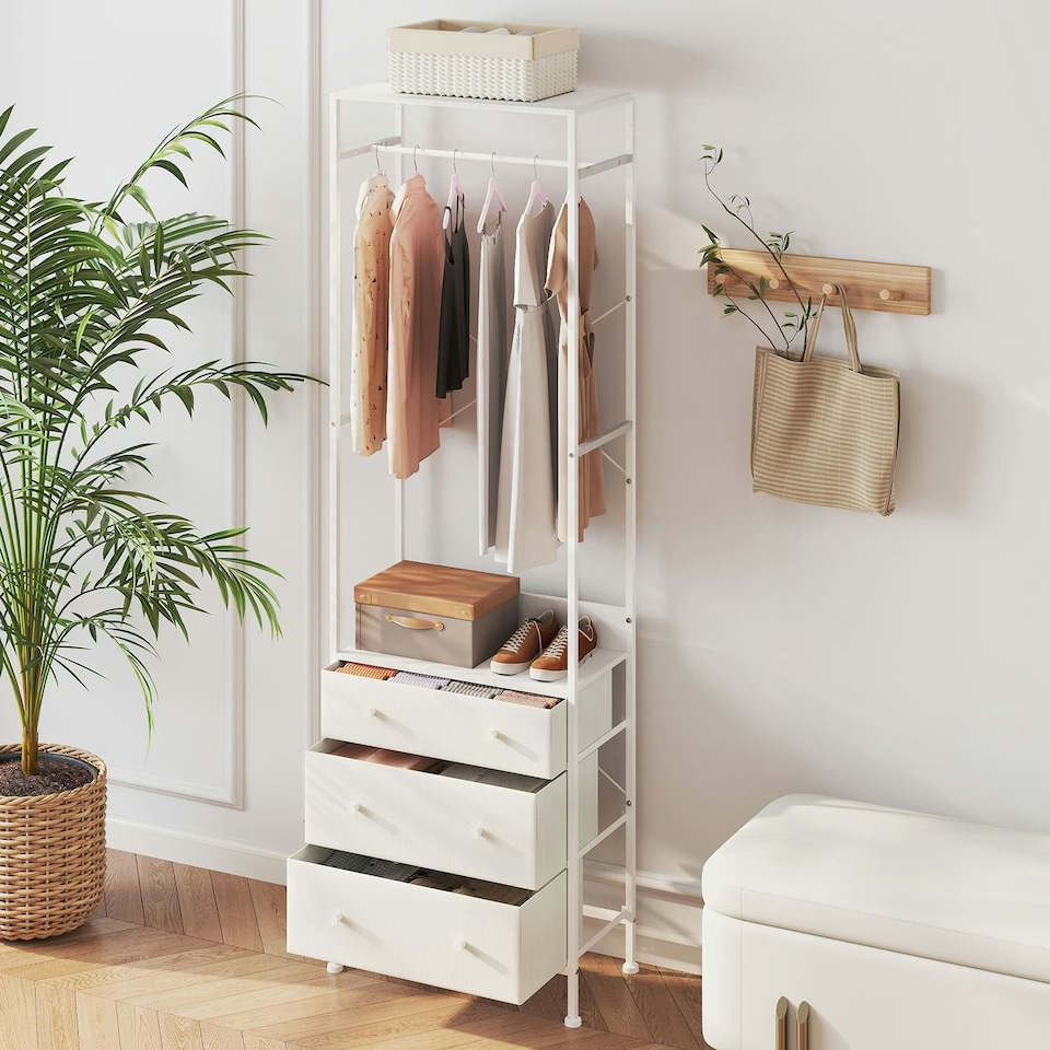 image 1 of COSTWAY Clothes Rack Freestanding Closet Organizer White | White | One Size