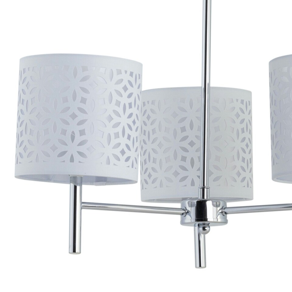 image 1 of Brea - Chrome 3 Light Fitting with White Cut Out Shades Chrome | White