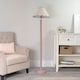 image 2 of ValueLights Bobbles Rose Pink Floor Lamp Blue Trim Scallop Shade & Bulb | Pink