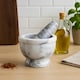 image 1 of Interiors By Premier Grey Marble Mortar And Pestle With Rim, Durable Natural Stone Grinder For Kitchen Use