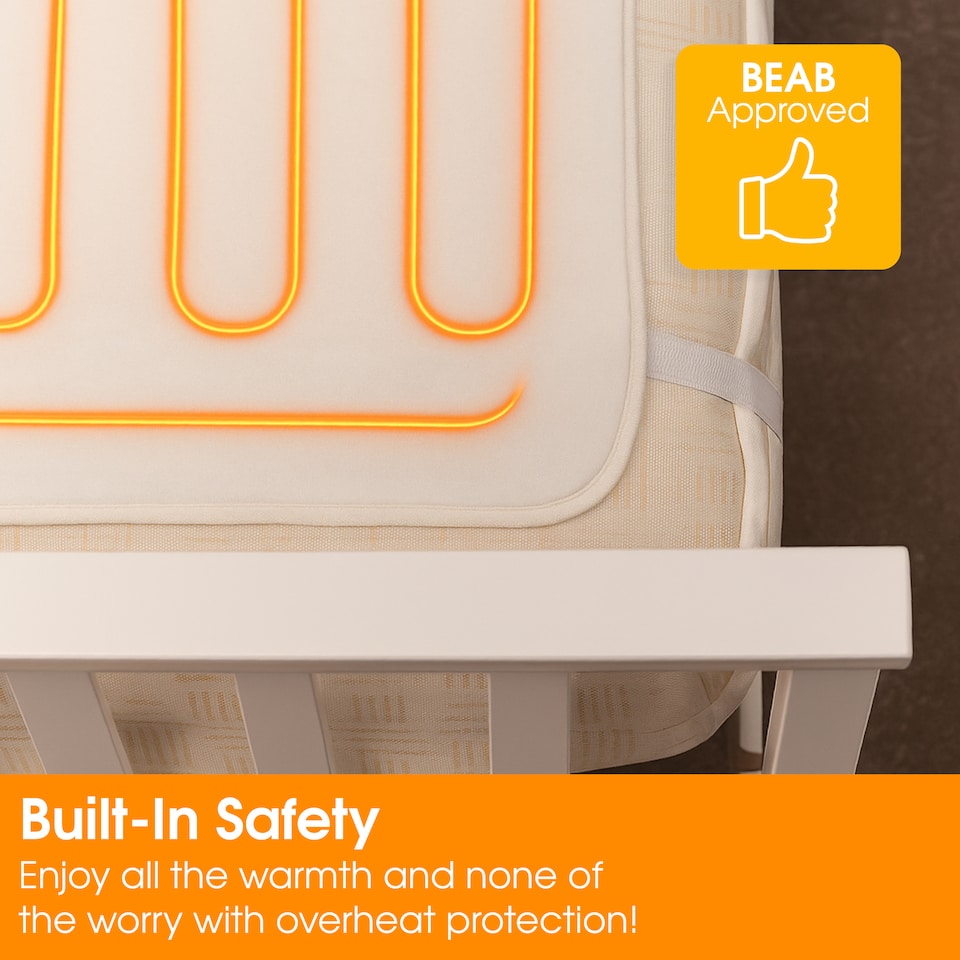 image 1 of Abode AESB1001 Single Electric Blanket 60W Heated Underblanket White 3 Heats