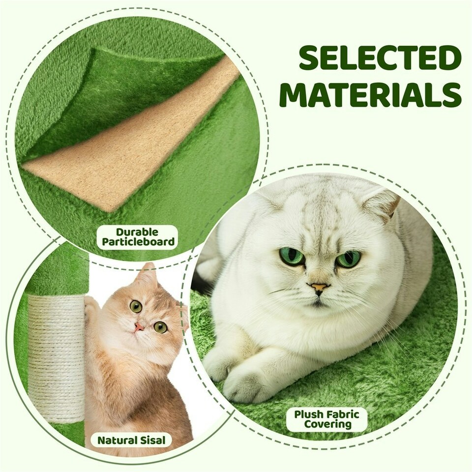 image 1 of Yaheetech 92 cm Cat Tower with Double Condos Green