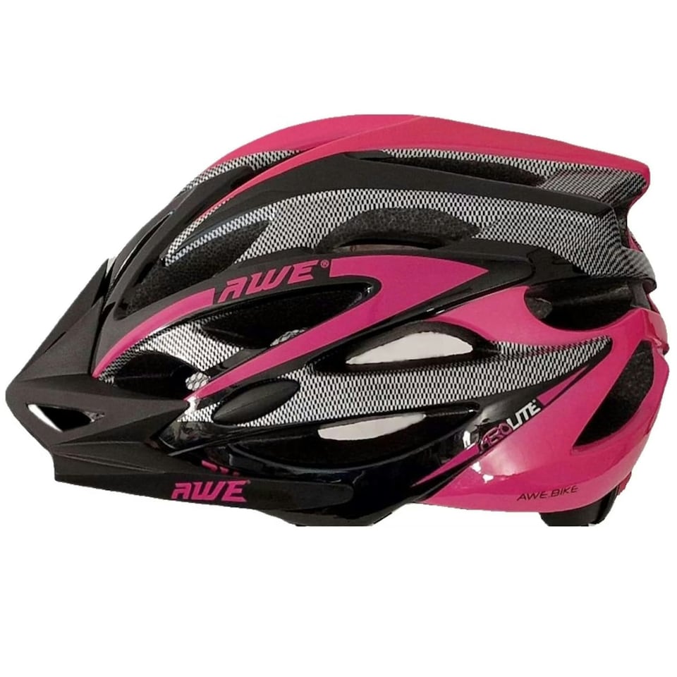image 1 of AWE AweAeroLite In Mould Adult Bike Helmet Black/Pink Medium 55-58cm Crash Guarantee* | Black | Pink