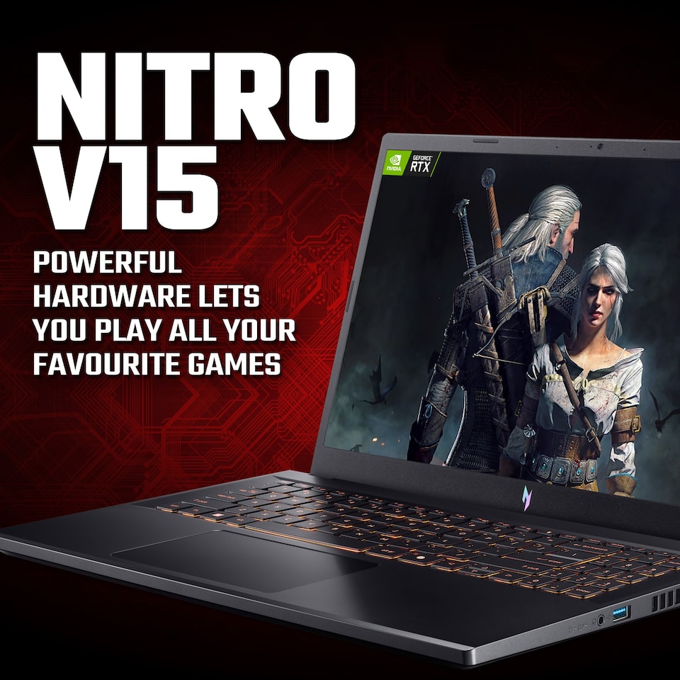 image 1 of Acer Nitro V 15 V15 ANV15-52 Intel Core i7-13620H 16GB RAM 1TB SSD RTX 5060 15.6" Full HD Windows 11 Home Gaming Laptop - Black - NH.QZAEK.004