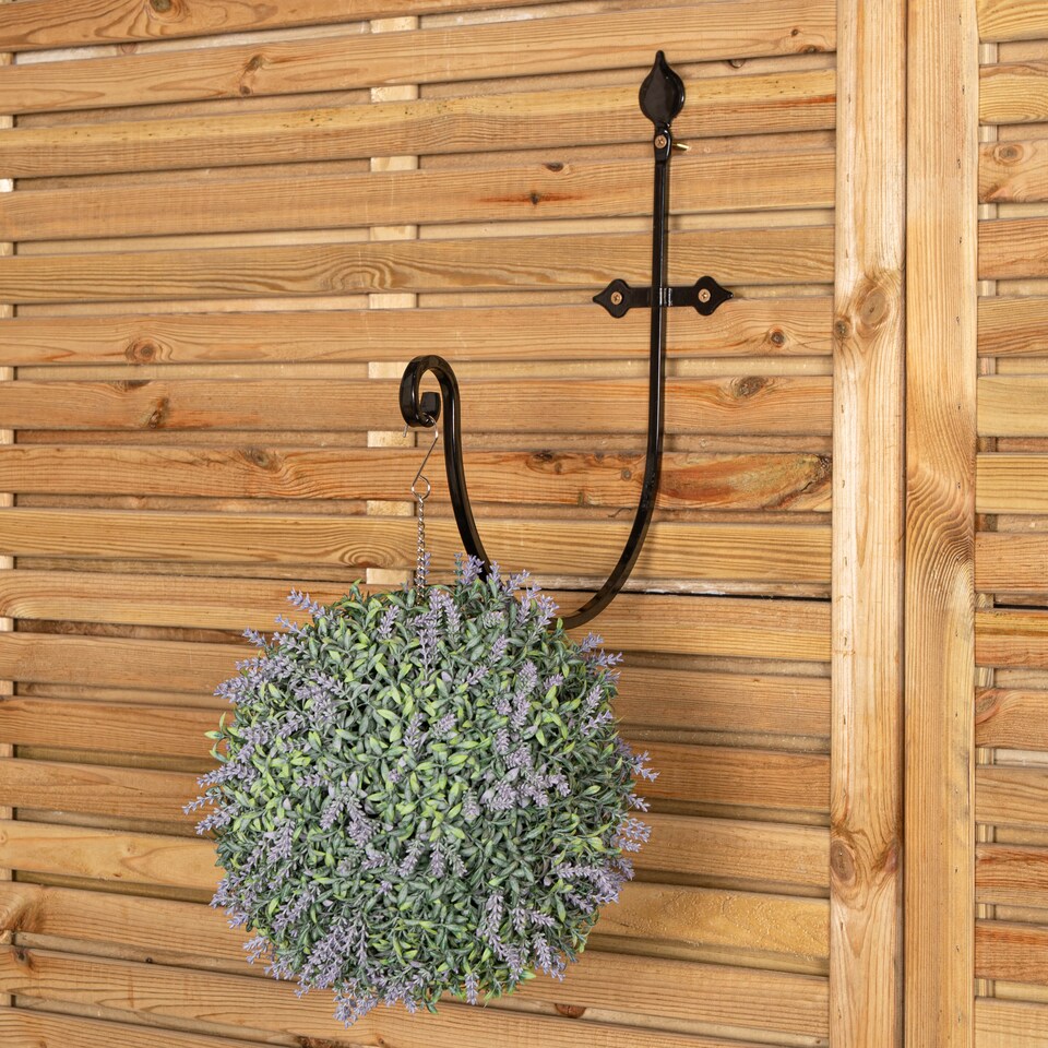 image 1 of Tom Chambers Heavy Duty Handcrafted Metal 38cm Black Wall Bracket Hook For Garden Hanging Basket Bird Feeder | Black | Black