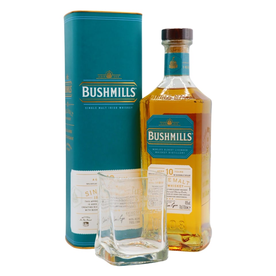 Bushmills - Irish Single Malt 10 year old Whiskey (Includes Branded Glass)