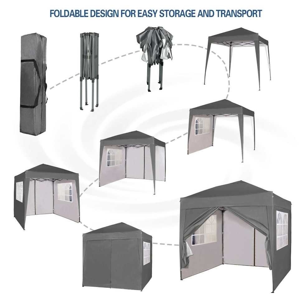 image 1 of MCC Direct 2X2 Pop up Grey Gazebo with Sides | Grey | Grey