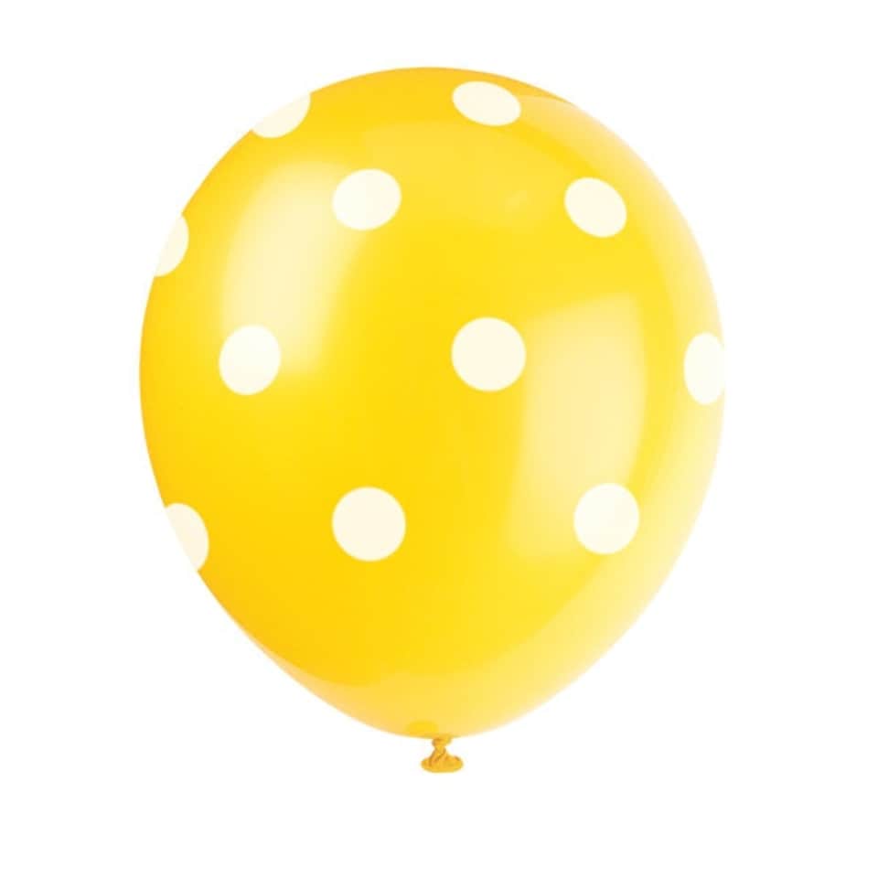image 1 of Pack of 6 Sunflower Yellow Dots 12" Latex Balloons
