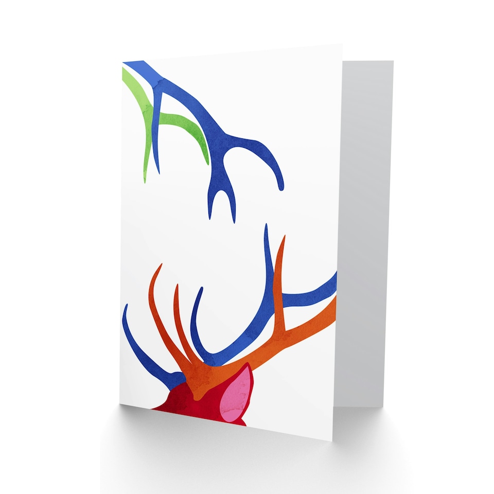 image 1 of Abstract Deer Antlers Stag Bright Modern Art Card