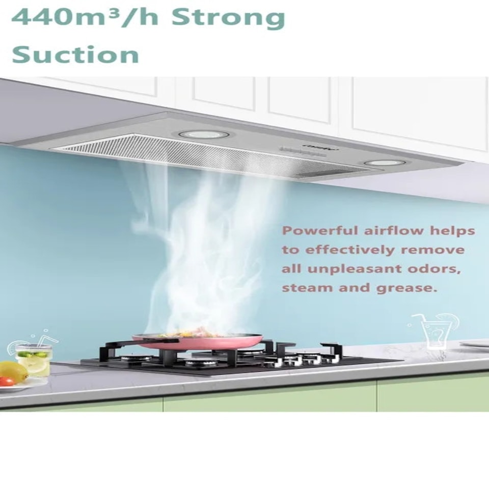 image 1 of Comfee Metal Insert Range Hood Cooker Extractor with 3-Speed Modes - 52cm