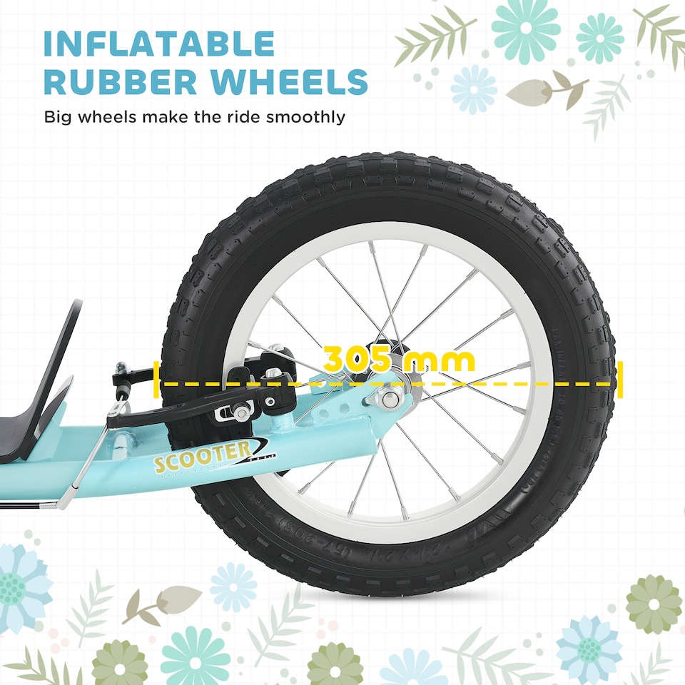 image 1 of HOMCOM Kids Scooter, Teen Push Scooter with Big Wheels, 85-95cm Adjustable Handlebar Height, Dual Brakes, for Ages 5+ Years | Blue | Blue | 120L x 58W x 85-95H cm