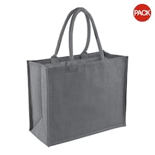 Westford Mill Classic Jute Shopper Bag (21 Litres) (Pack of 2) - Graphite Grey/Graphite Grey - One Size