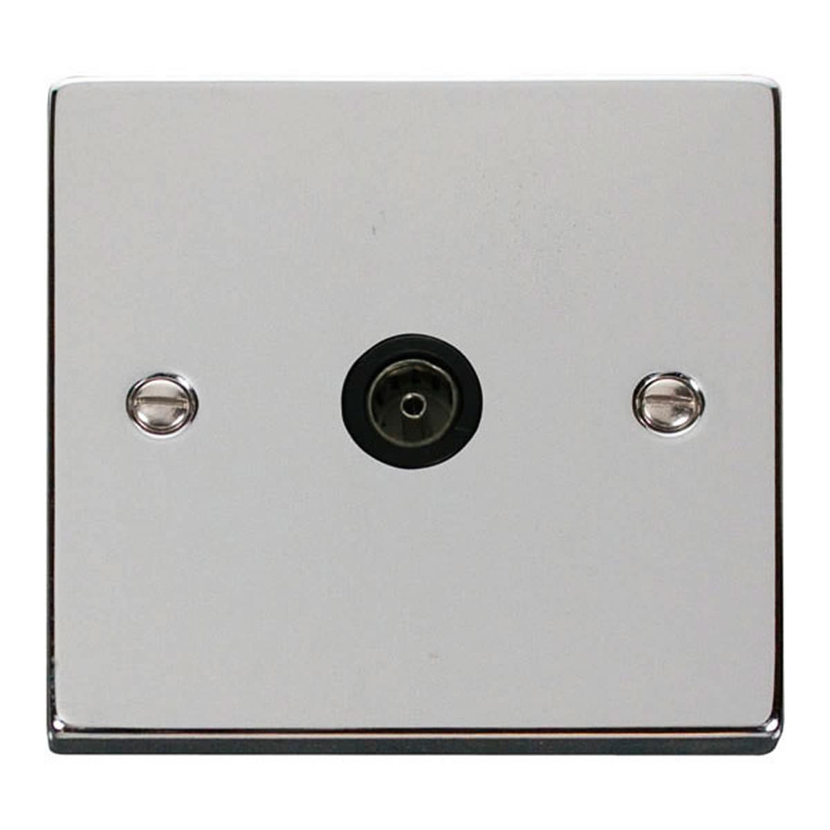 SE HOME Polished Chrome 1 Gang Single Coaxial TV Socket Chrome Polished Chrome