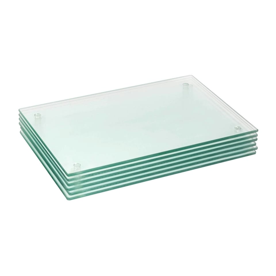 image 1 of Harbour Housewares Glass Placemats - 6 Pack - 30 x 20cm - Clear - Elegant, Heat-Resistant Table Set Clear