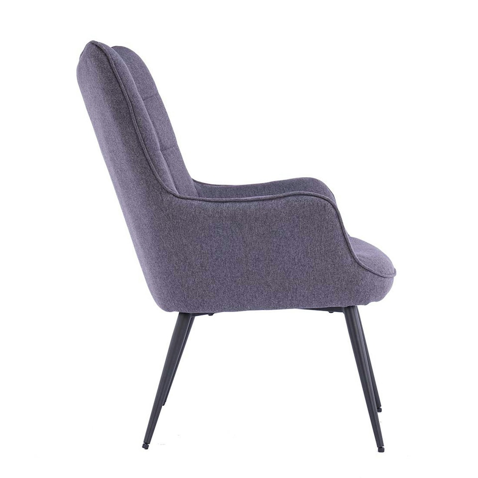 image 1 of Vera Fabric Occasional Living Room Modern Accent Chair with Footstool (Charcoal)