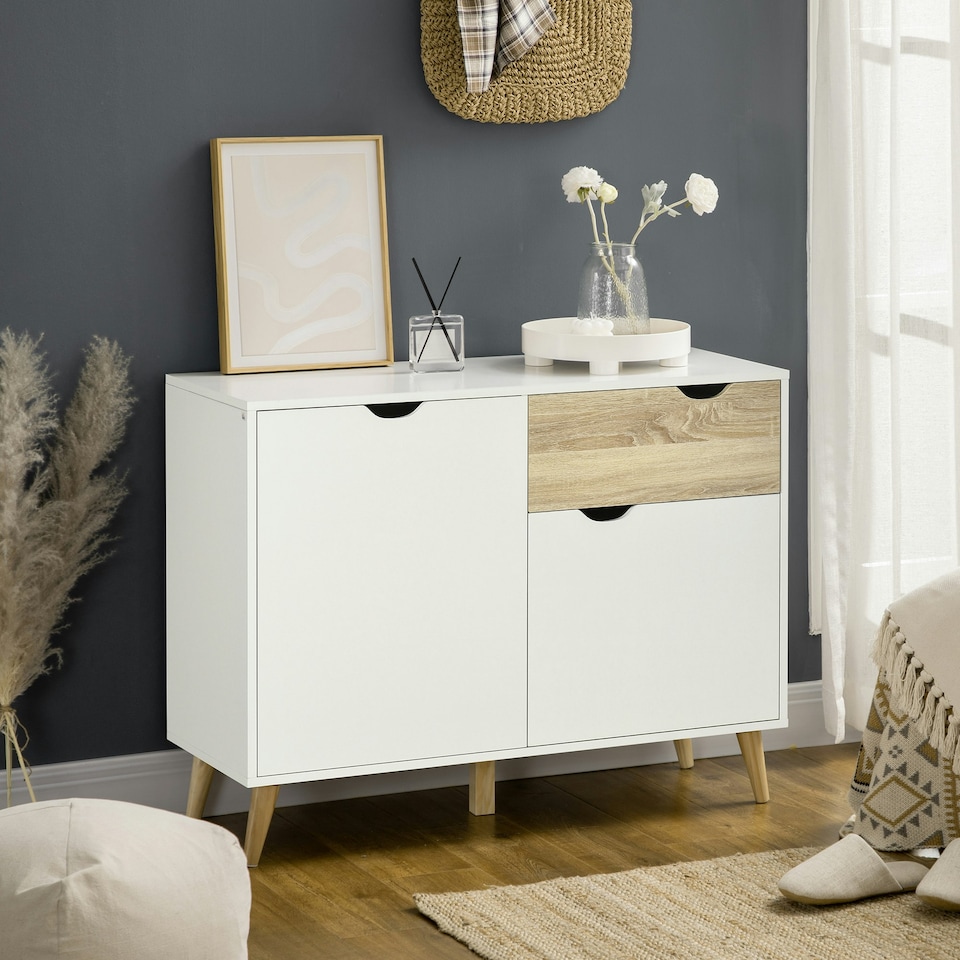 image 1 of HOMCOM Free Standing Sideboard Storage Cabinet, Accent Cupboard with Drawer