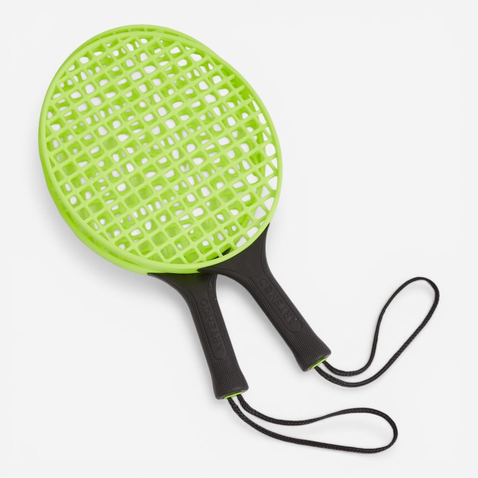 image 1 of Decathlon Kids' Speedball Set Turnball (1 Post, 2 Rackets, and 1 Ball) - Black/Yellow